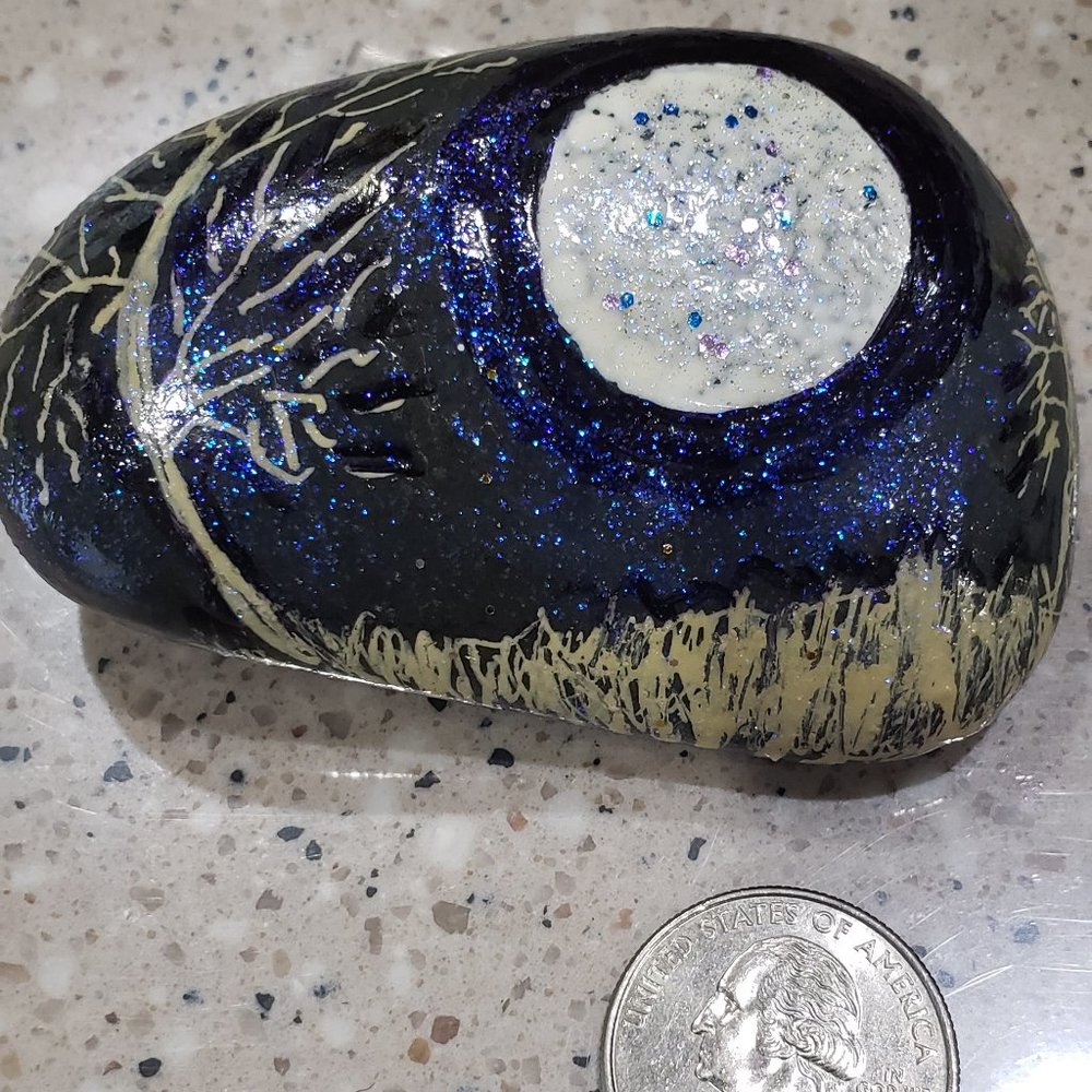 Painted RIVER ROCK . Color blue Night - Picture 3 of 9